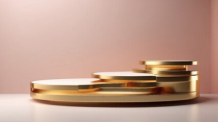 3d render, abstract minimal geometric background, primitive forms, pastel colors, podium for product presentation