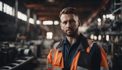 Fototapeta premium Portrait of male worker standing in metal industry