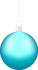 flat vector art illustration of  realistic blue christmas ball or bauble isolated on transparent background for decoration