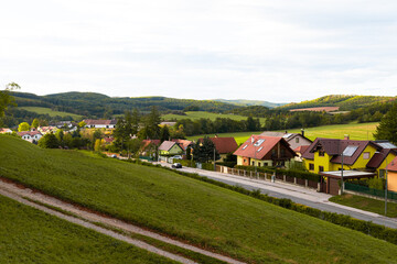 Fototapeta na wymiar View on the the hills from Heiligenkreuz Abbey in autumn, Austria
