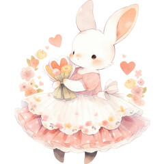 Cute Rabbit in a Flower Garden Adorable Bunny and Floral Art