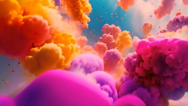 Color Burst multicolored colorful smoke powder explosion slow motion 