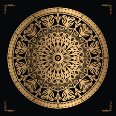 Luxury mandala design gold color Vetor