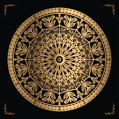 Luxury mandala design gold color Vetor