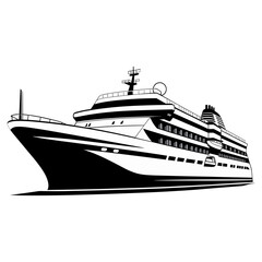 Obraz premium cruise ship illustration. Voyage passenger ship, nautical symbol. Marine holiday vacation, travelling design transport, generative ai