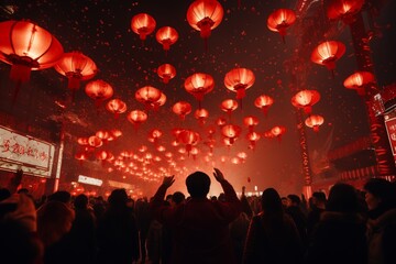 red lanterns on the street in chineese new year