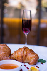 Croissant and prosecco