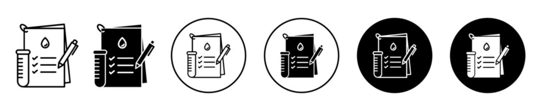 Clinical analysis result icon. lab test of sperm count or blood health report symbol set. fertility hiv laboratory checkup form to diagnosis disease vector line logo. clinical sample analysis sign