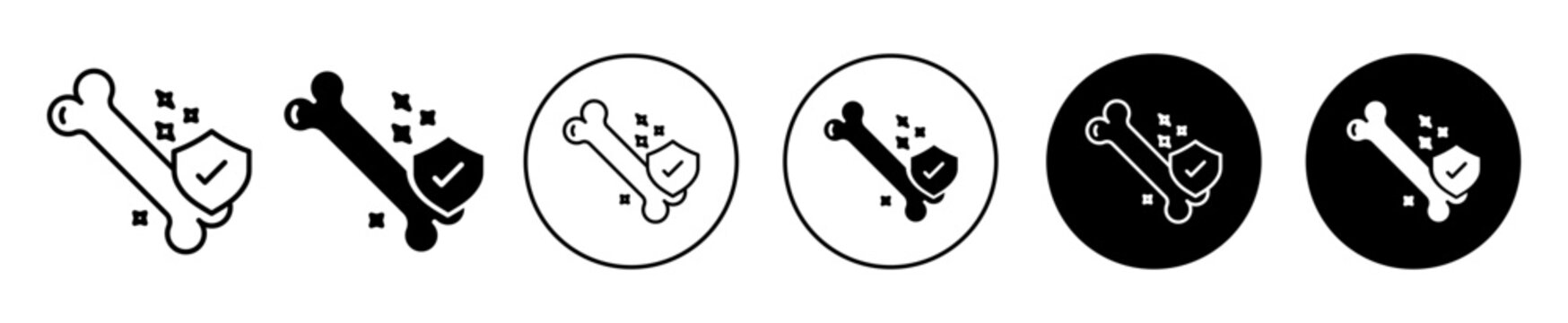 Strong healthy bones icon. firm bone joint of pet animal like dog cat symbol set. strong healthy skeletal joint and bone with care and prevention vector line logo