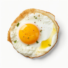 Fried egg isolated on white background, top view. Healthy breakfast.