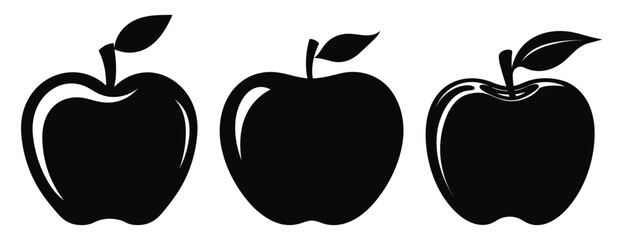 Apple Black Color Vector Illustration Clipart