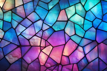 Geometric patterns in a gradient of opalescent hues, reminiscent of an otherworldly stained glass window.