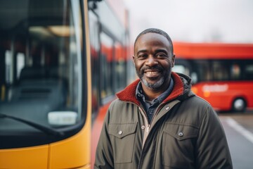 Portrait of a middle aged male bus driver