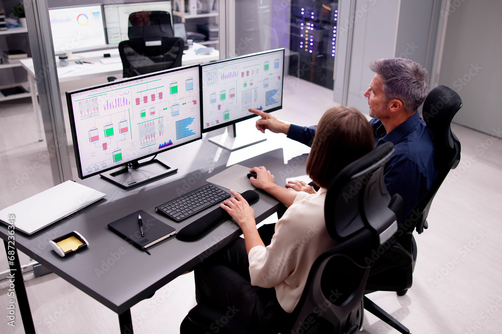 Poster two people engaging in computer engineering