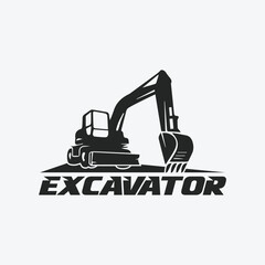 Excavator construction logo design, excavator logo element heavy equipment work. transportation vehicle mining. © haerul