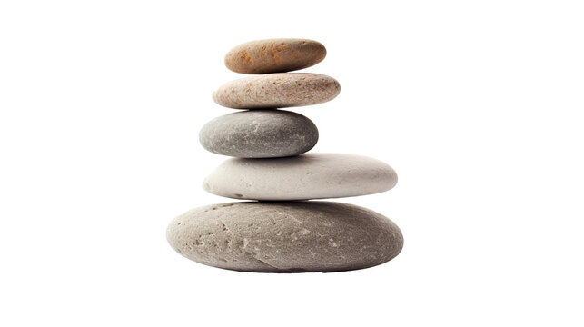 Stack of zen stones isolated on transparent background, PNG image with background removed, Created with Generative Ai technology.