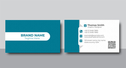 blue modern creative business card and name card horizontal simple clean template vector design
