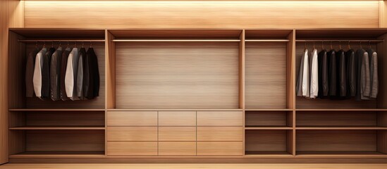 Spacious wardrobe in the dressing room Copy space image Place for adding text or design