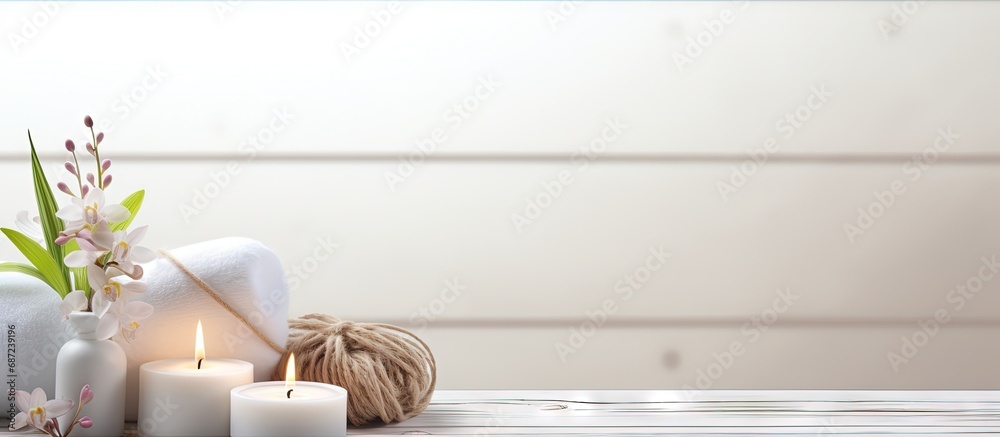 Aufkleber spa treatment composed on table copy space image place for adding text or design