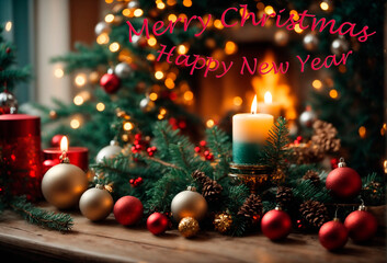 Fototapeta na wymiar Christmas. New Year. Greeting card beautiful background festive mood