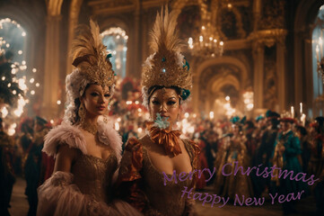 Christmas. New Year. Greeting card beautiful christmas background Christmas carnival in Venice