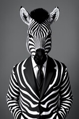 a zebra wearing a suit and tie