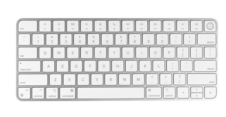 silver keyboard with fingerprint scanner on white background - Powered by Adobe
