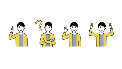 いろいろな表情の40代女性のイラスト、ベクター