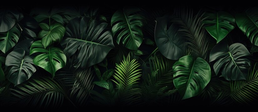 Tropical foliage panorama Copy space image Place for adding text or design