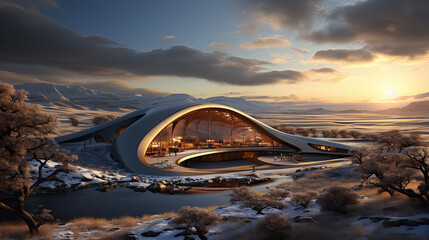 Arctic Elegance: Parametric Ski Cabin in Icelandic Splendor. Generative AI