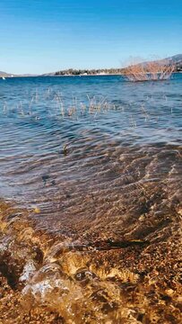 autumn landscape with lake, landscape, water, nature, sky, lake, river, sea, autumn, summer, mountain, beach, travel, tree, view, coast, rock, grass, forest, clouds, mountains, park, day, ocean, sun, 