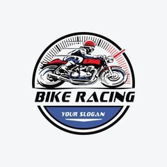 motorbike racing logo design vector