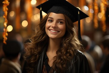 Young  white girl successful graduated