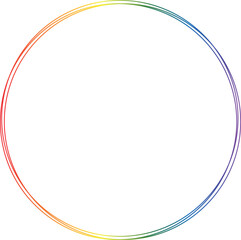 Round lgbt frame isolated on transparent background, luxury rainbow circle border design for invitation, card, PNG.