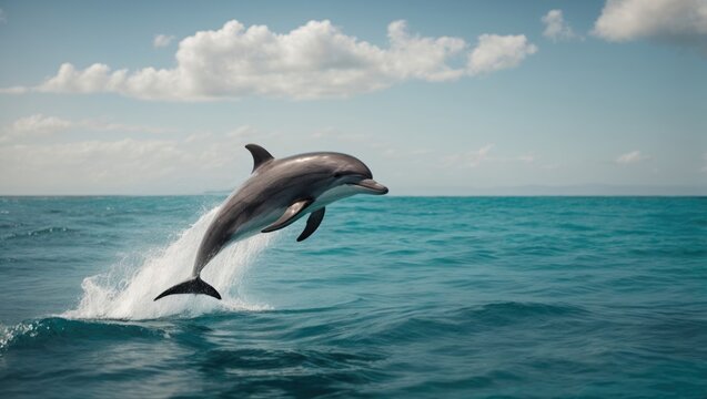 Dolphin jumps out of the ocean