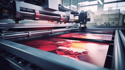 Foto op Plexiglas Large format printing machine in operation. Industry © Chingiz