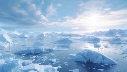 Foto op Plexiglas anti-reflex Arctic Winter Scene Frozen Sea Massive Glaciers and Snowstorms © wiizii
