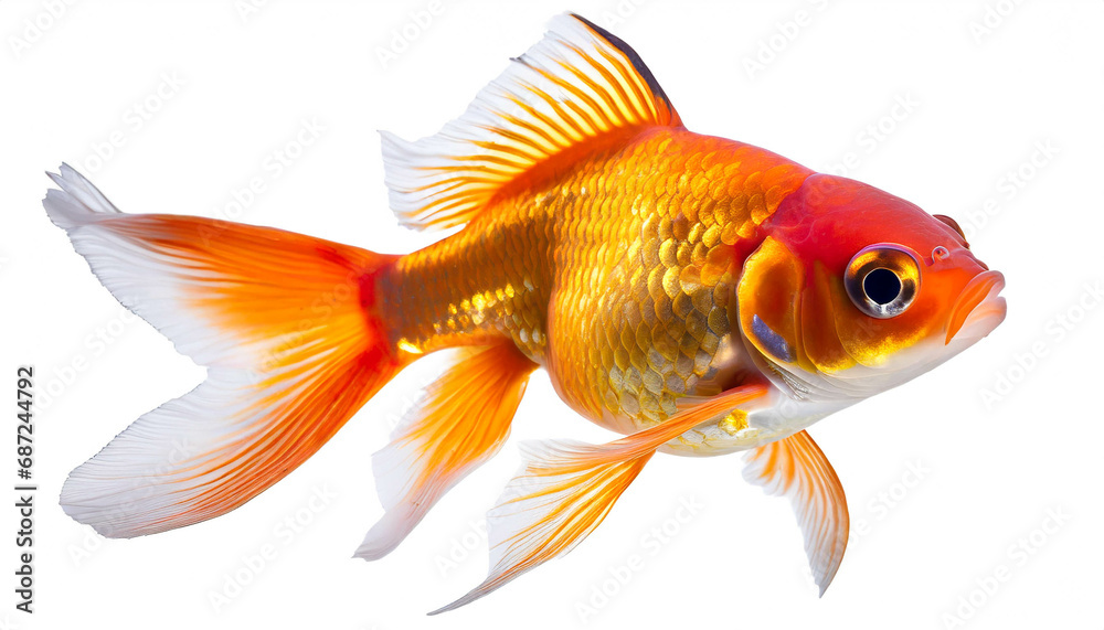 Wall mural Goldfish isolated on white background, cutout  - Wall murals