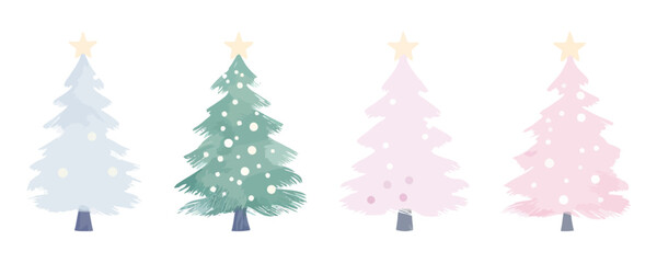 Collection of Watercolor Christmas Trees