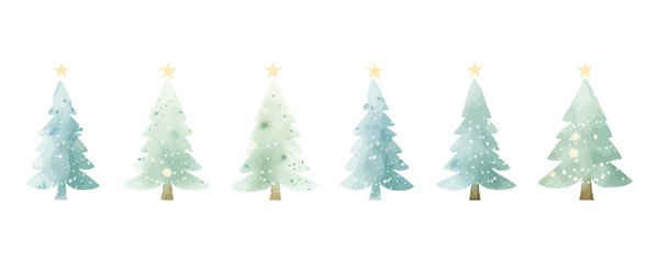 Collection of Watercolor Christmas Trees