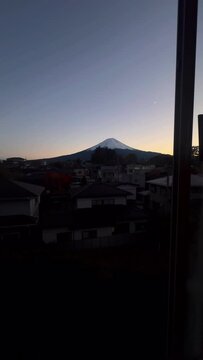 sunset in the mountains,mt fuji, japan, mountain, japan mt fuji, sunset, sky, landscape, sunrise, nature, mountains, sun, door, clouds, cloud, window, dusk, dawn, view, blue, orange, silhouette, eveni