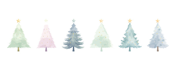 Collection of Watercolor Christmas Trees