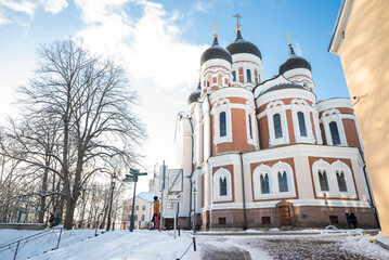 Alexander Nevsky Cathedral in the center of the old town of Estonia Tallinn