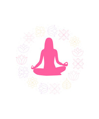 Fototapeta na wymiar International Yoga Day. 21 June yoga day banner or poster with woman in lotus pose Woman doing yoga to calm her mind from the stress of work or life Practicing yoga is one of the most popular activiti