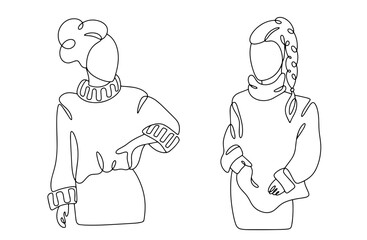 Young woman. Sweater. Fashion. One line