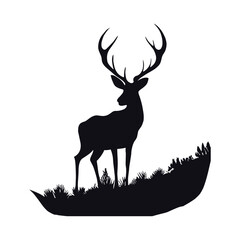 Deer Hunting Silhouette. Dear Hunting Vector Illustration.