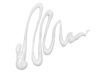 Sun lotion spilled, tanning cream puddle, white skincare product isolated on white, top view,...