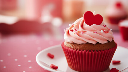 Valentine's Day Cupcake with Heart Icing