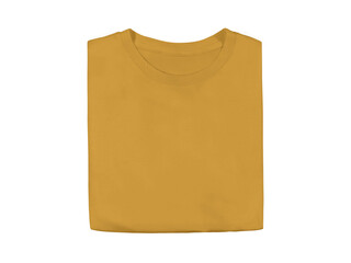 Isolated honey yellow colour blank fashion folded tee front mockup template