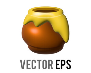 The isolated gradient golden yellow pot of honey 3D icon, as made by bees 